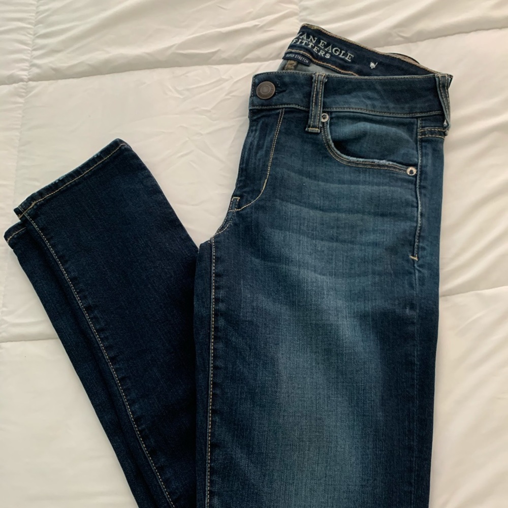 American Eagle Dark Wash Skinny Jeans (Long)